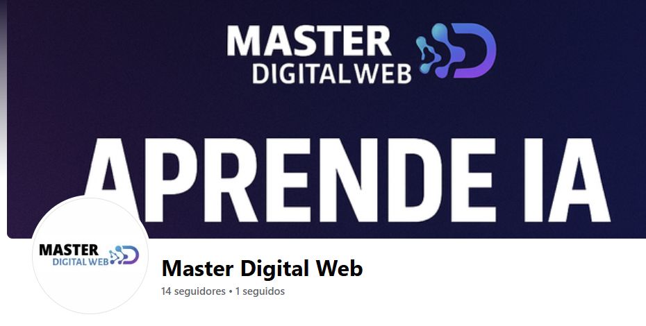 Captura del perfil público real de Master Digital Web en Facebook