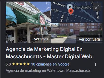 Captura real del resultado de búsqueda de Master Digital Web en Google